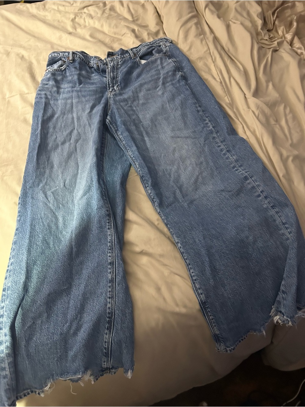 American eagle super high waist Wide-Leg Blue Jeans size 16